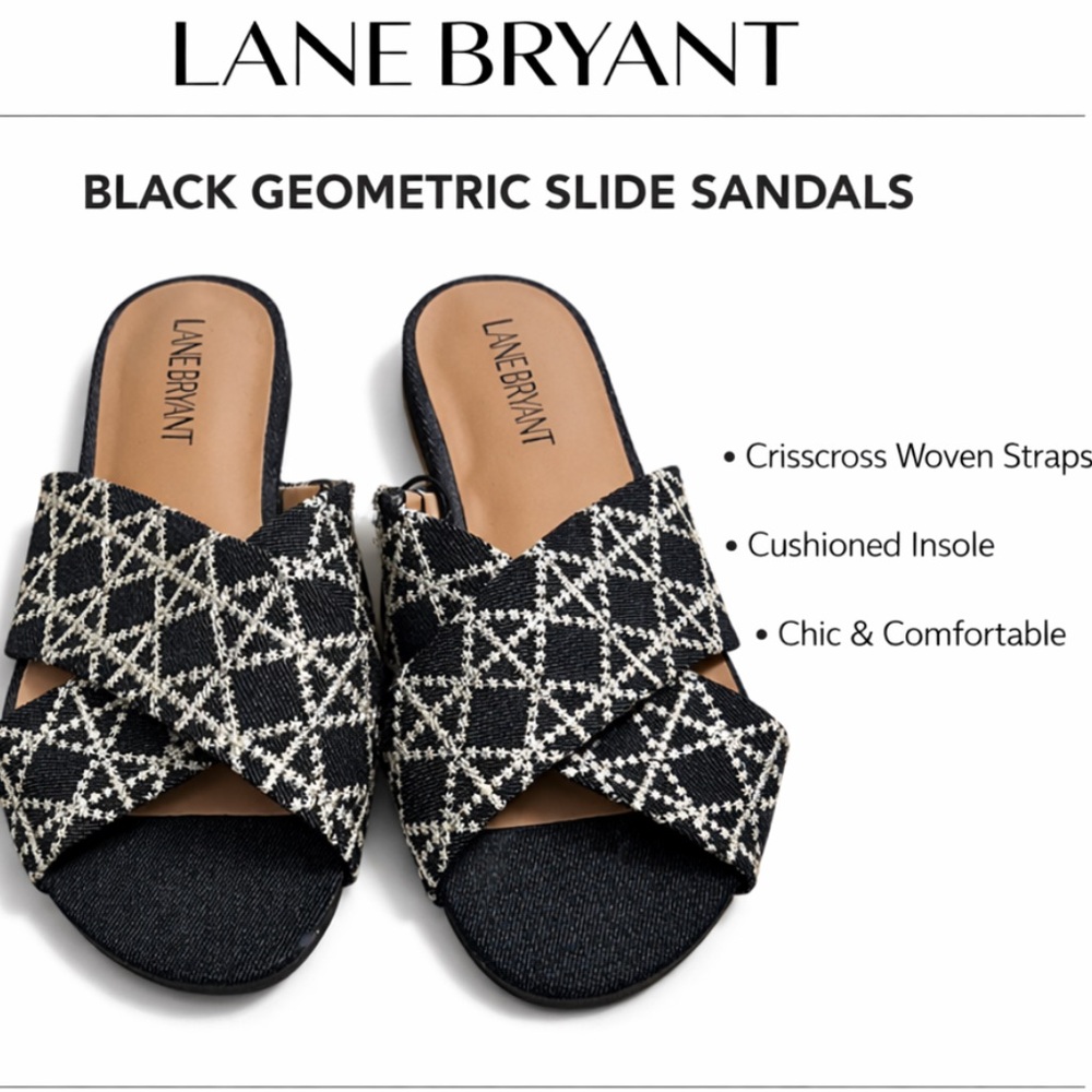 NWT • Lane Bryant • Flat Slide Sandals •